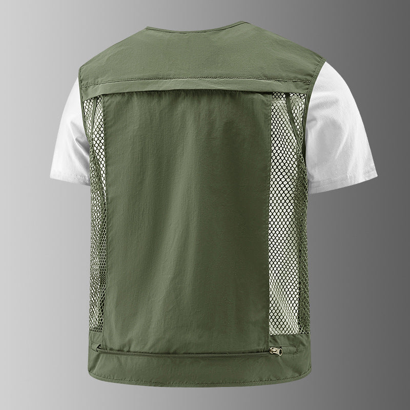 Men's Multifunctional Cargo Utility Vest with numerous zippered pockets and D-rings Mune Fashion