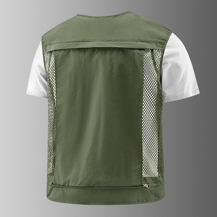 Men's Multifunctional Cargo Utility Vest with numerous zippered pockets and D-rings Mune Fashion