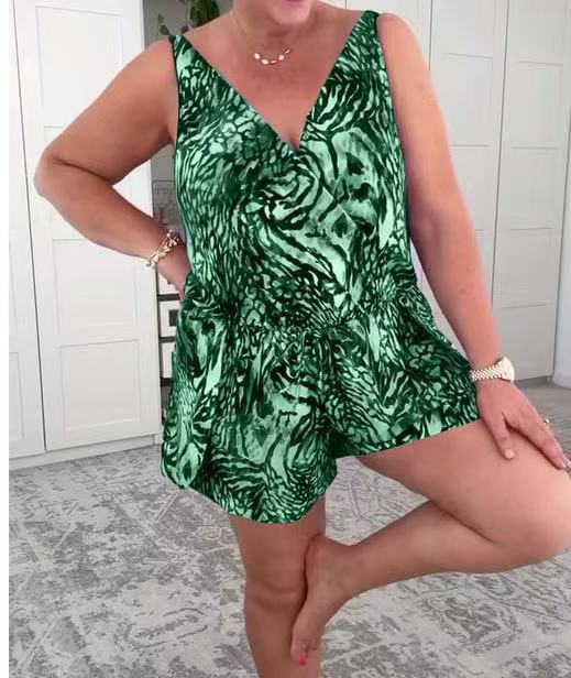 Ladies casual overall with colorful animal pattern Mune Fashion