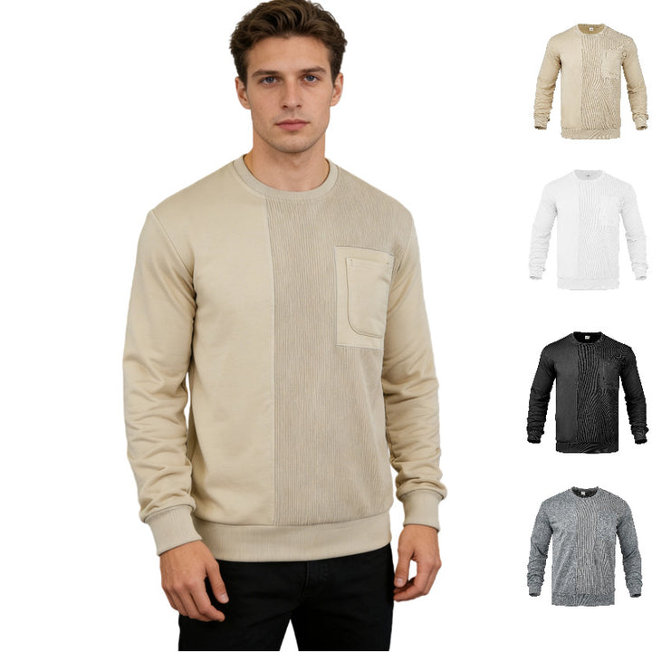 Men's Long Sleeve Textured Sweatshirt with Chest Pocket and Rib Detail Mune Fashion