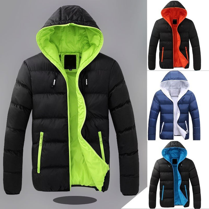 Men's light padded hooded jacket with contrasting inner lining and zip pockets Mune Fashion