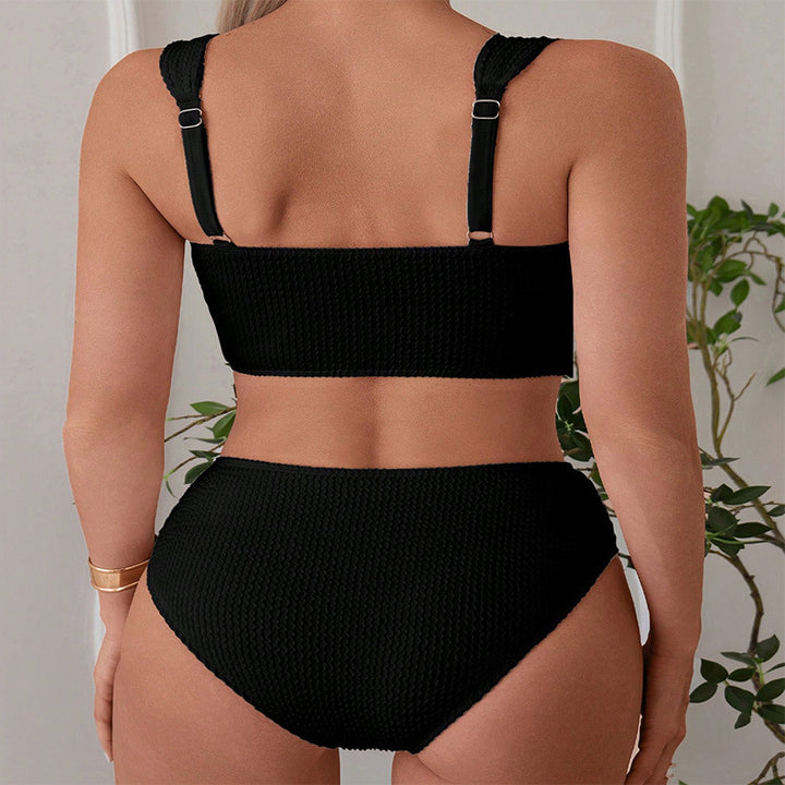 Ladies High-Cut Bikini with Texture and Wide Straps Mune Fashion