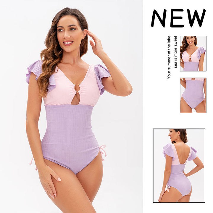 Women's One-Piece Swimsuit with Ruffles and Unique Design Mune Fashion