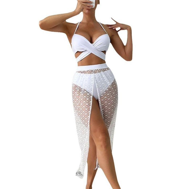 Women's bikini set with elegant wrap design and transparent overlay Mune Fashion