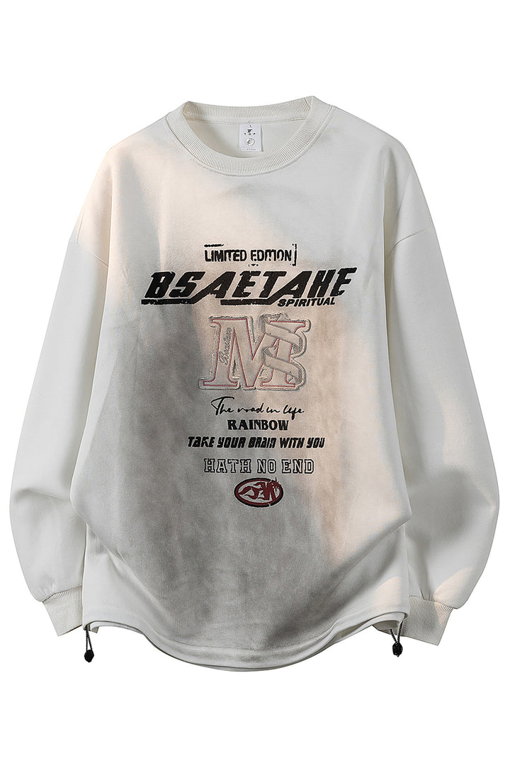 Men's Oversize Sweatshirt with Allover Print, Round Neckline & Drawstring Hem Mune Fashion