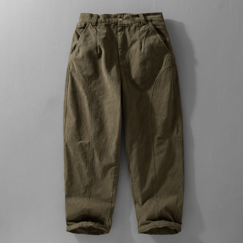 Men's Loose Utility-Style Cargo Pants with Reinforced Knee Panels and Tapered Leg Mune Fashion