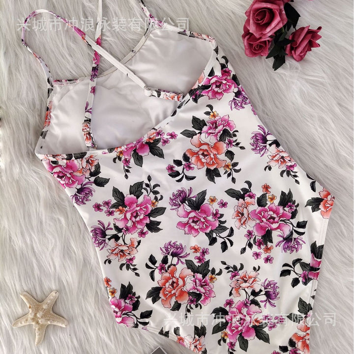 Women Floral Sport Swimsuit with Backless Silhouette Mune Fashion