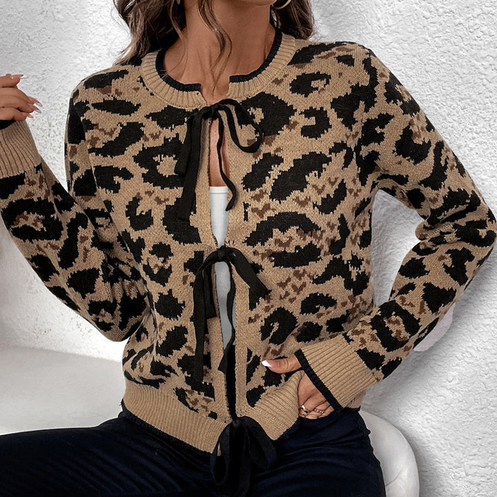 Ladies Casual Cardigan with Leopard Pattern Mune Fashion