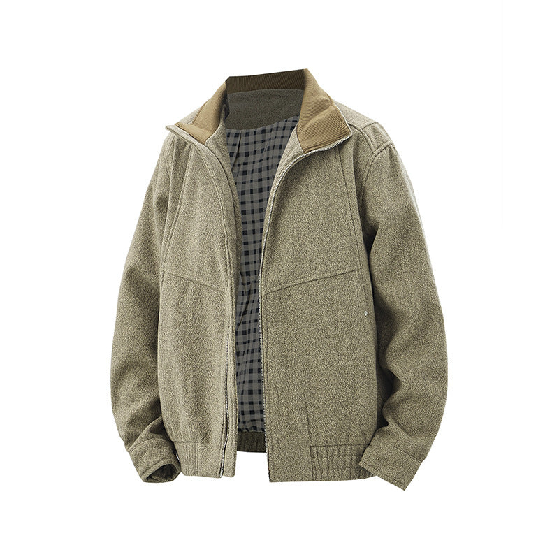 Men's short-cut fleece jacket with cord collar and quilted lining Mune Fashion