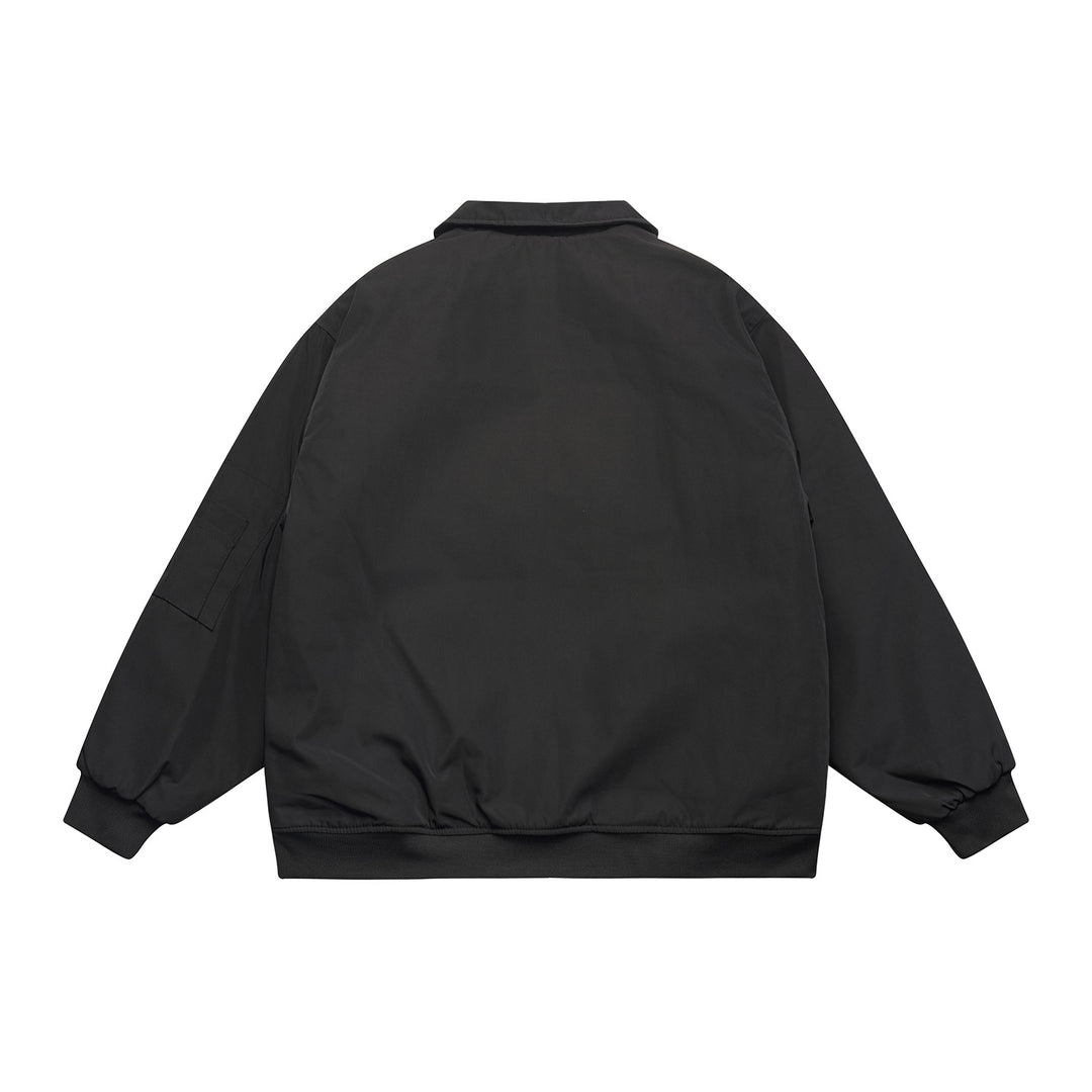Unisex Short Cut Boxy Bomber Jacket with Quilted Contrast Lining, Utility Patch Pockets and Ribbed Hem Mune Fashion