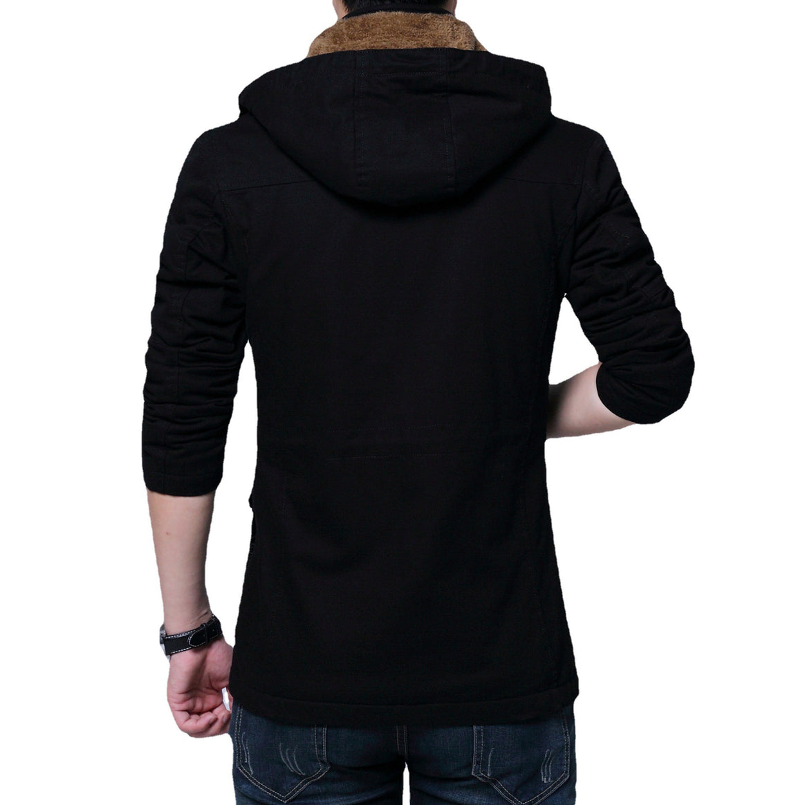 Men's Canvas Parka with Lined Hood, Multifunctional Pockets and Concealed Zipper Mune Fashion