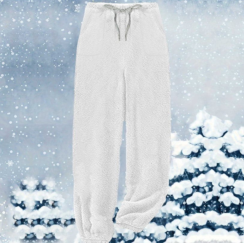Women's cozy Sherpa fleece lounge pants with drawstring, high waist and elastic cuffs Mune Fashion