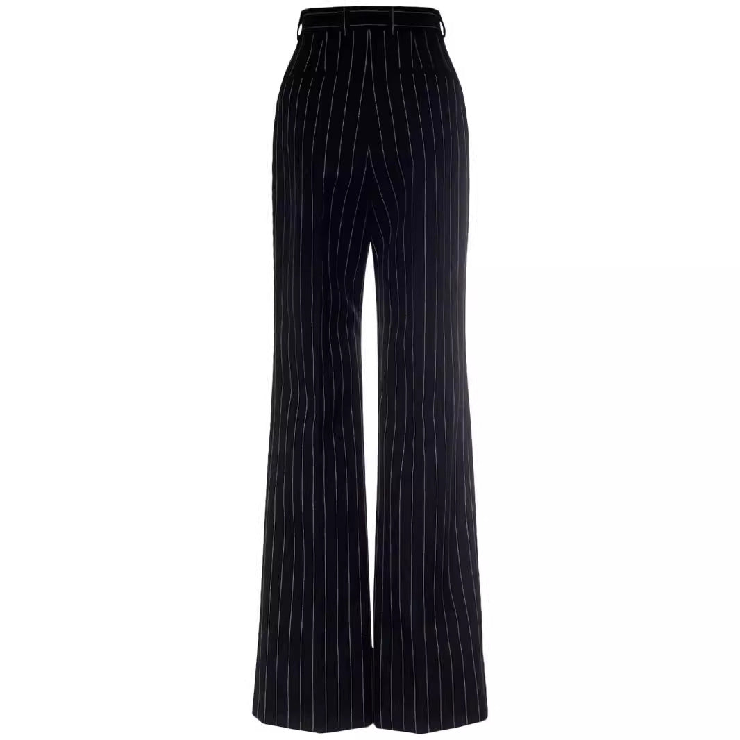 Ladies high-waisted wide pinstriped pants in tailoring style Mune Fashion