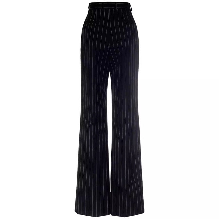 Ladies high-waisted wide pinstriped pants in tailoring style Mune Fashion