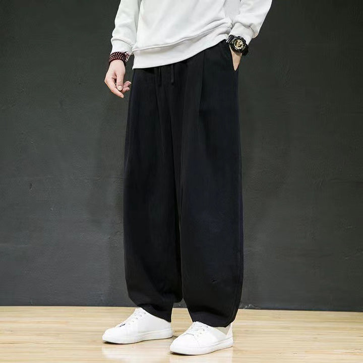 Men's oversized Relax-Fit cotton jogpants with a deep rise, drawstring, and side pockets Mune Fashion