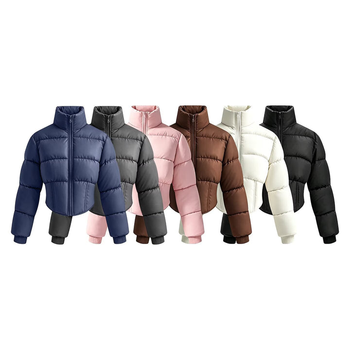 Women's short quilted jacket with a tailored corset-cut silhouette and high stand-up collar Mune Fashion