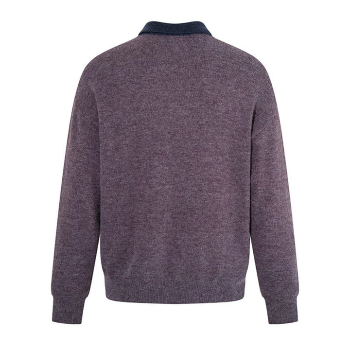 Men's polo shirt-knit sweater with button placket, chest pocket, and contrast collar Mune Fashion