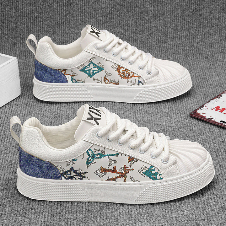 Women’s Low-Top Sneaker with Embroidered Butterfly Pattern and Structured Toe Cap Mune Fashion