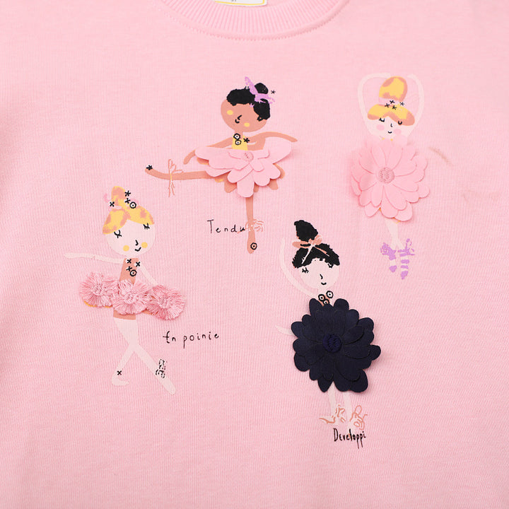 Girl's sweatshirt with tulle skirt and colorful ballerina appliqués Mune Fashion