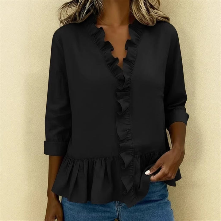 Ladies Elegant Blouse with Ruffles Mune Fashion