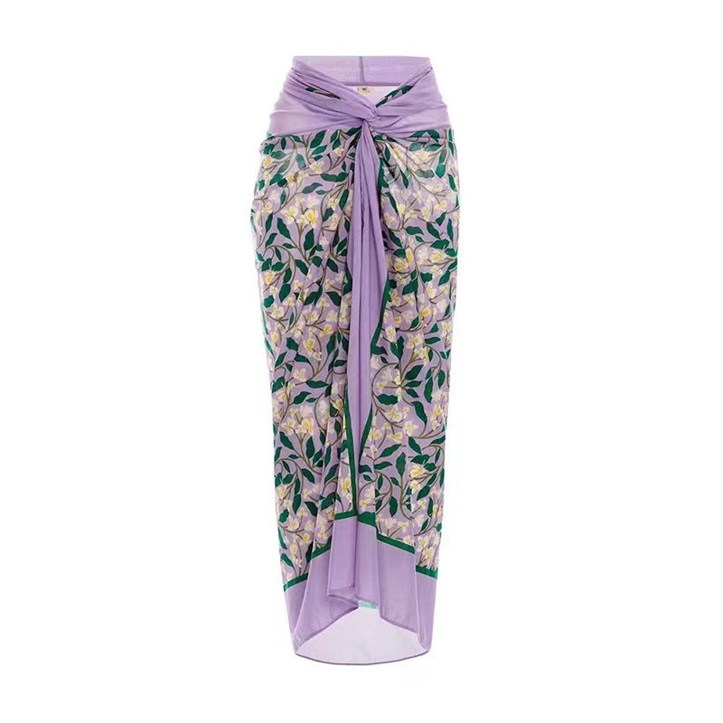 Women's swimsuit with floral wrap skirt Mune Fashion