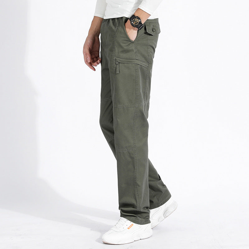 Women’s loose cargo pants with elastic waistband, multiple pockets and knee darts Mune Fashion