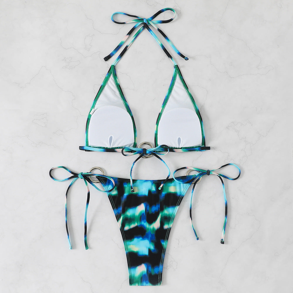 Women's triangle bikini set with shiny ring detail Mune Fashion