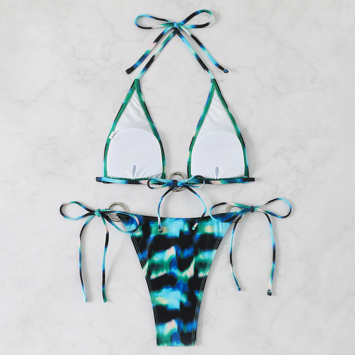 Women's triangle bikini set with shiny ring detail Mune Fashion
