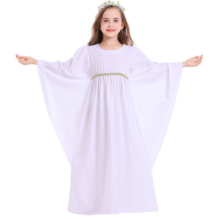 Girls fairy-tale dress with wide sleeves and floral belt Mune Fashion