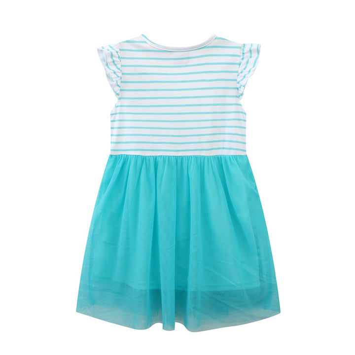 Girls tulle dress with colorful unicorn motif and striped top Mune Fashion
