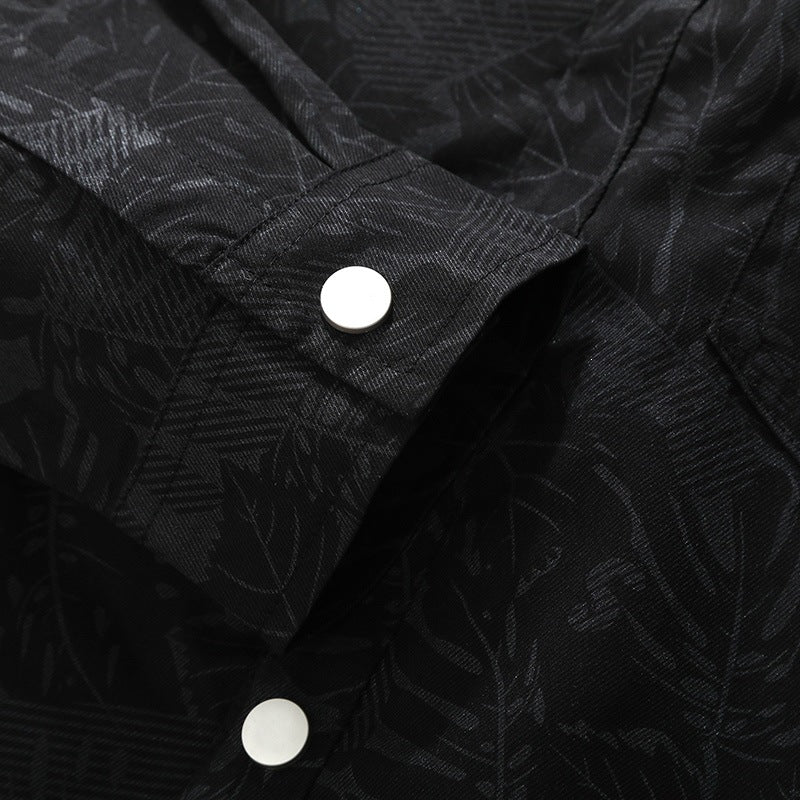 Men's Lightweight Overshirt Jacket with Botanical Allover Print, Snap Button Front & Chest Pocket Mune Fashion