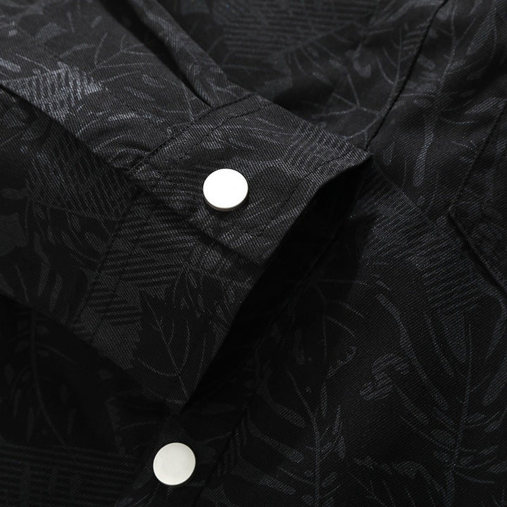 Men's Lightweight Overshirt Jacket with Botanical Allover Print, Snap Button Front & Chest Pocket Mune Fashion