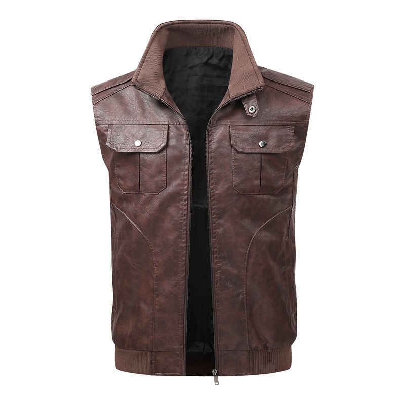 Men Stylish Faux Leather Vest Mune Fashion