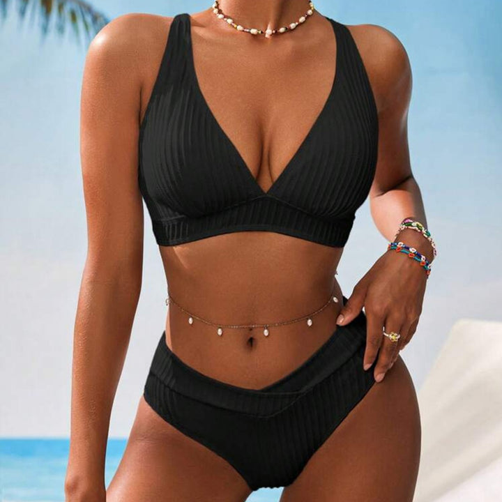 Women's Comfortable Bikini with Refined Ribbed Details Mune Fashion