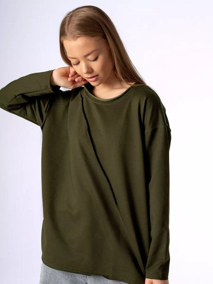 Women Oversized Longsleeve with diagonal seam and drop shoulders Mune Fashion