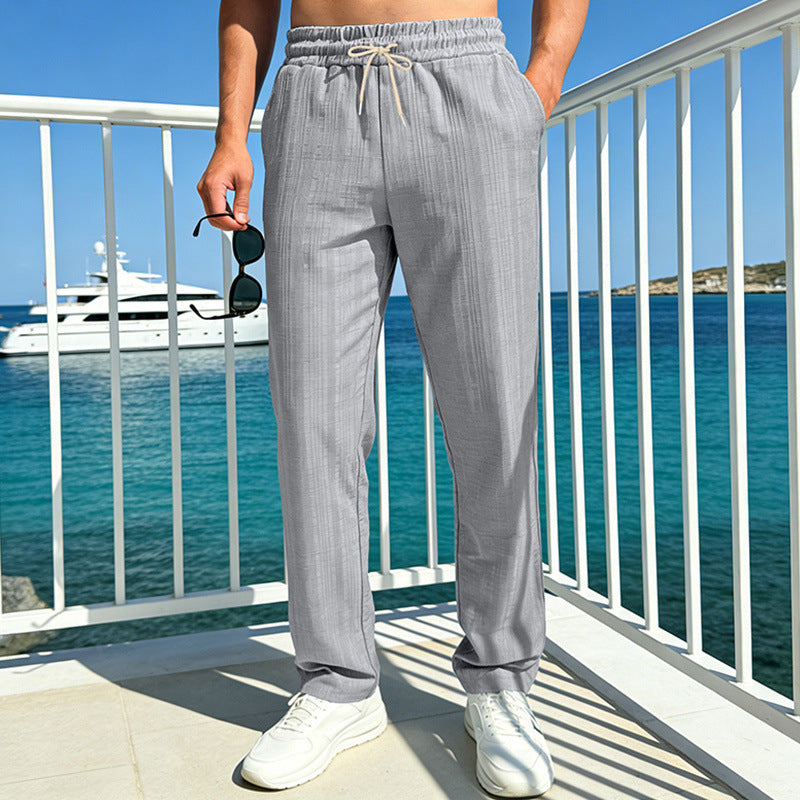 Men's maritime leisure pants with tonal ribbed structure, drawstring & side pockets Mune Fashion