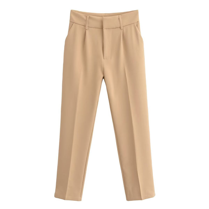 Women slim fit suit trousers with crease and elastic waistband Mune Fashion