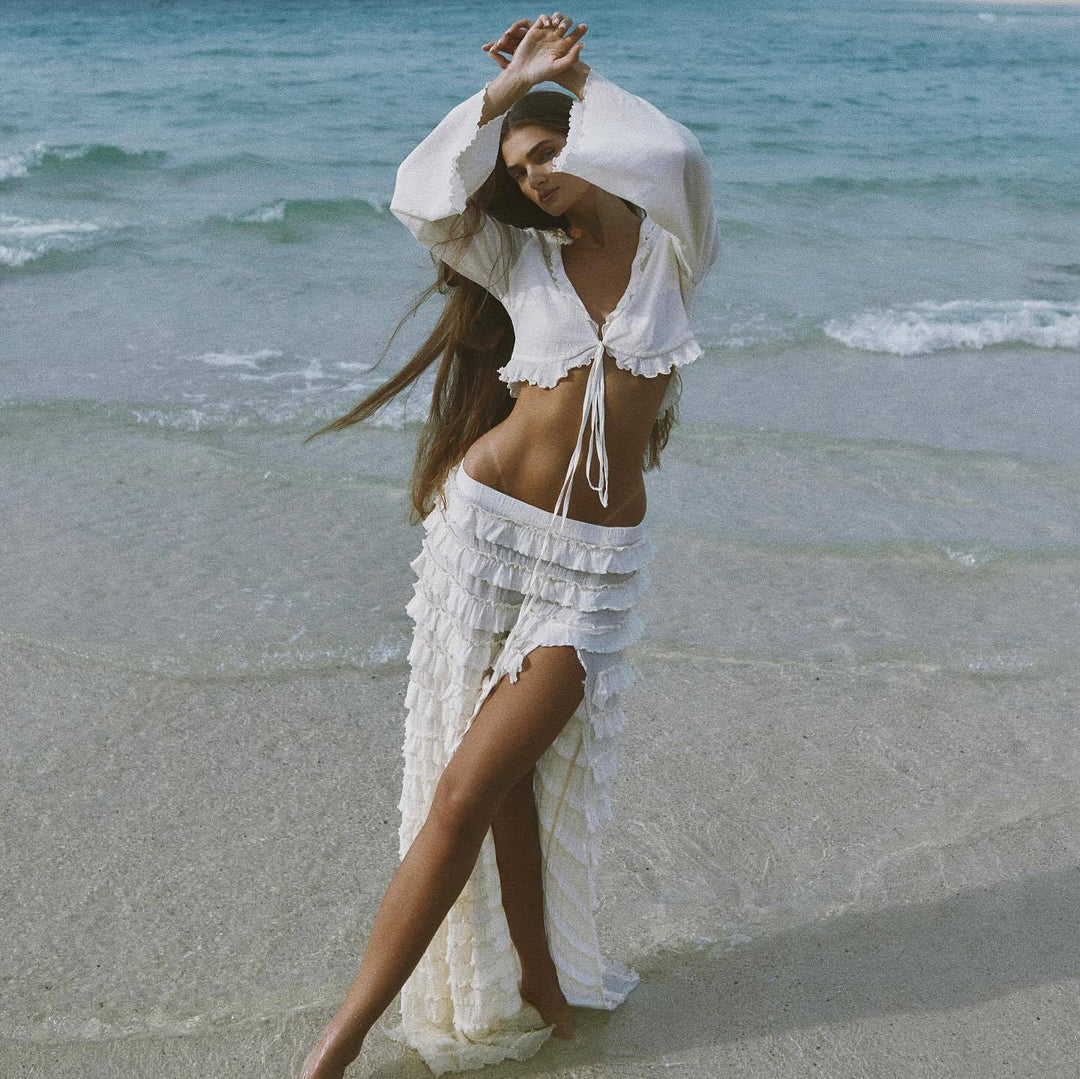 Women's playful beach top and mini skirt set Mune Fashion
