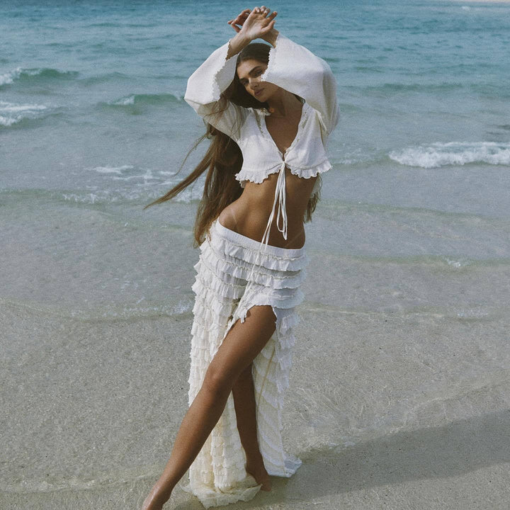 Women's playful beach top and mini skirt set Mune Fashion