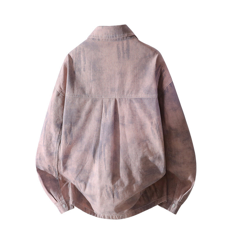 [Men] Oversized shirt jacket with all-over fade print, snap button closure & applied chest pockets Mune Fashion