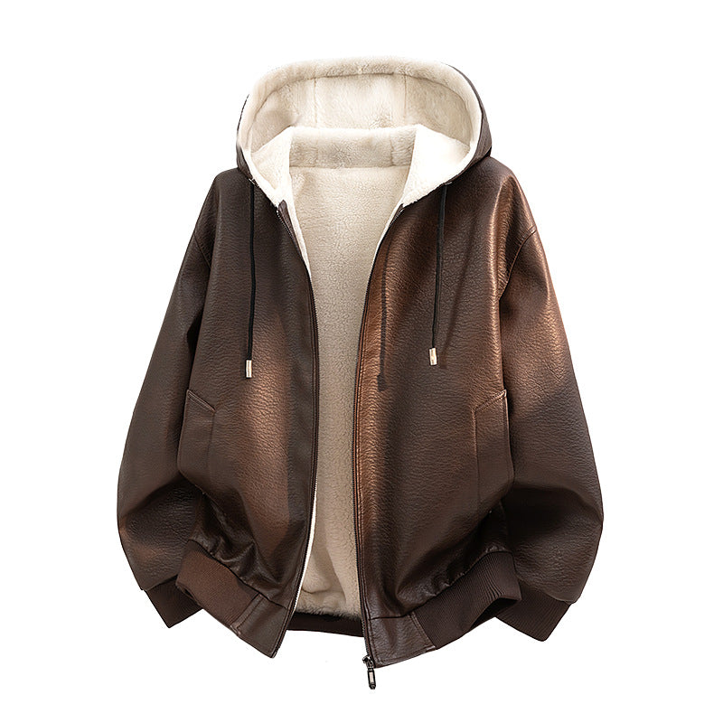 Ladies Fashionable Faux Leather Jacket with Teddy Lining Mune Fashion