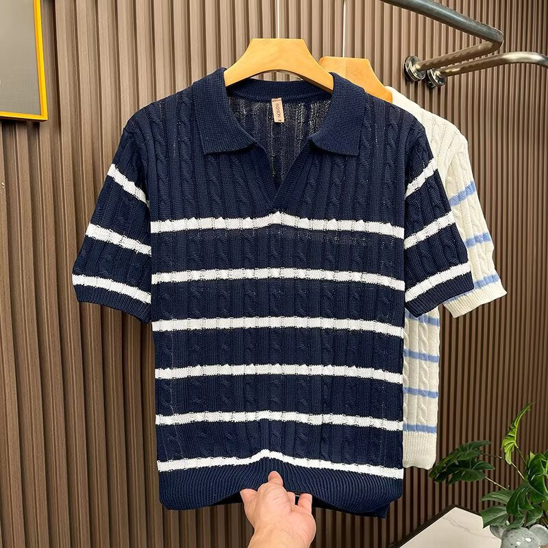 Men's short sleeve sweater with structured knit Mune Fashion