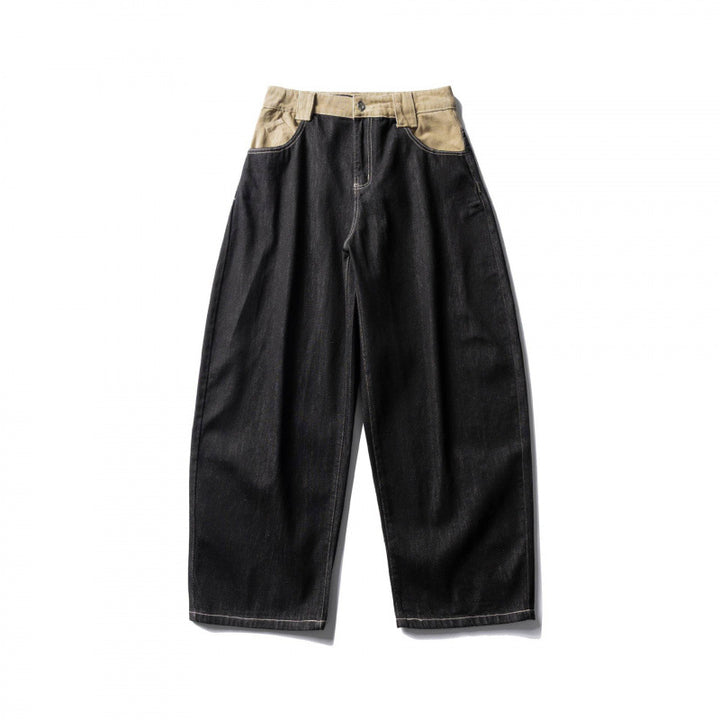 Unisex Wide two-tone denim pants with high waistband and contrasted pockets Mune Fashion