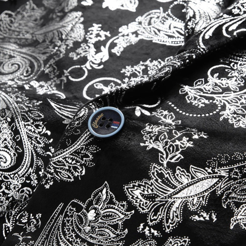 Men's nan ornamental tuxedo blazer with shawl collar, slim fit and elegant paisley print Mune Fashion