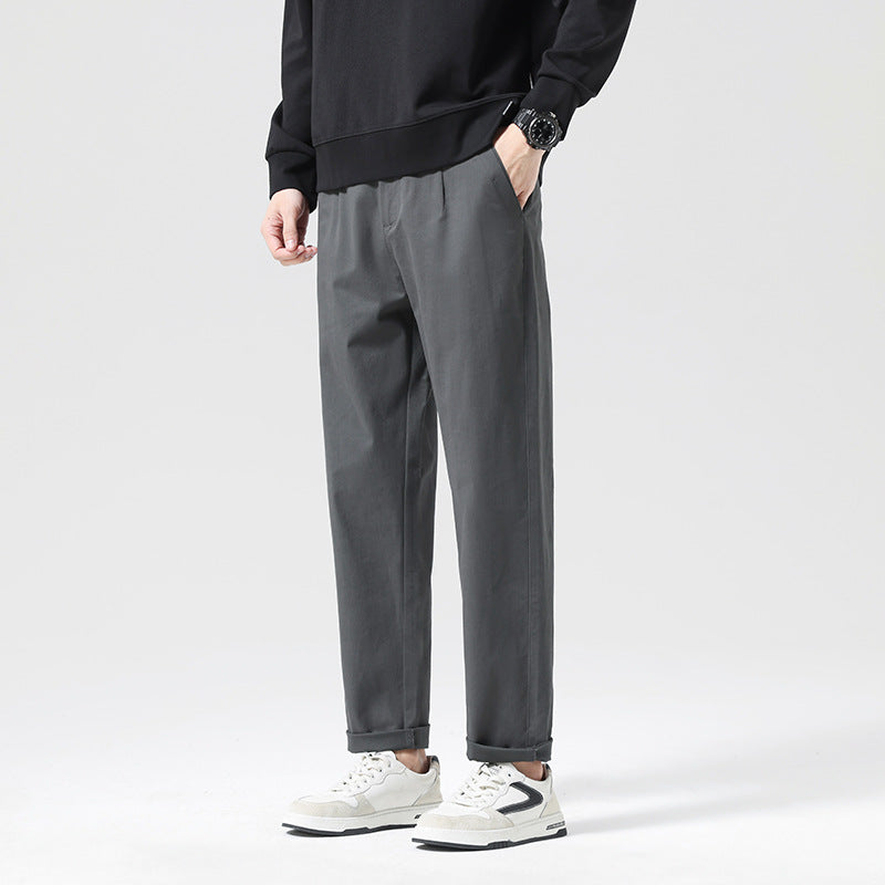 Men's Modern Relaxed-Fit Casual Chino with Lightweight Stretch and Turned-Up Hem Mune Fashion