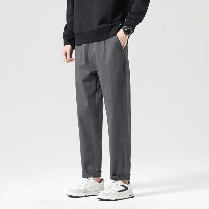 Men's Modern Relaxed-Fit Casual Chino with Lightweight Stretch and Turned-Up Hem Mune Fashion