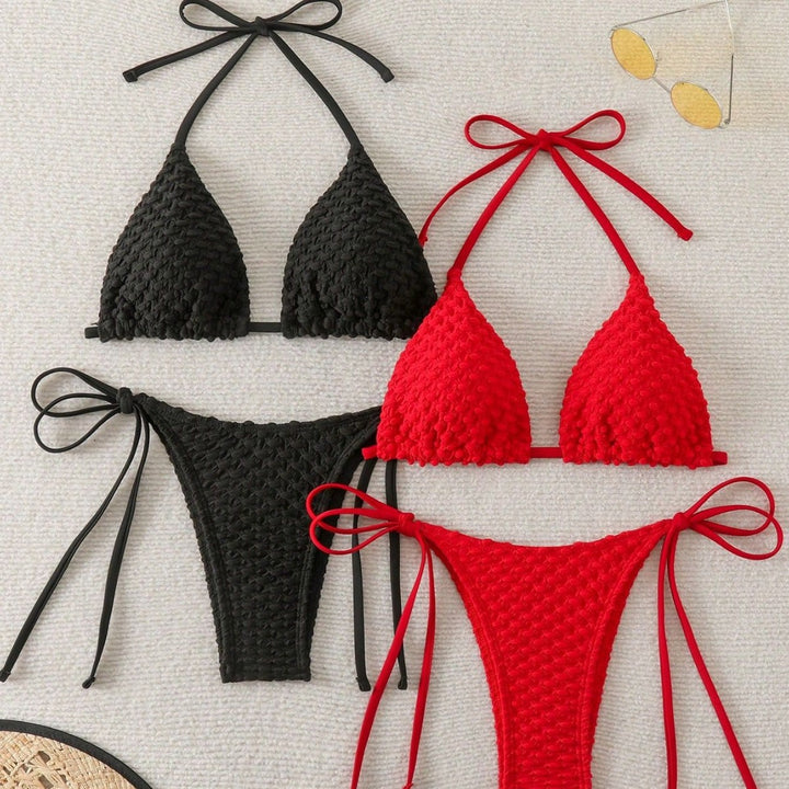 Women Woven Triangle Bikini with Bandeau Top Mune Fashion