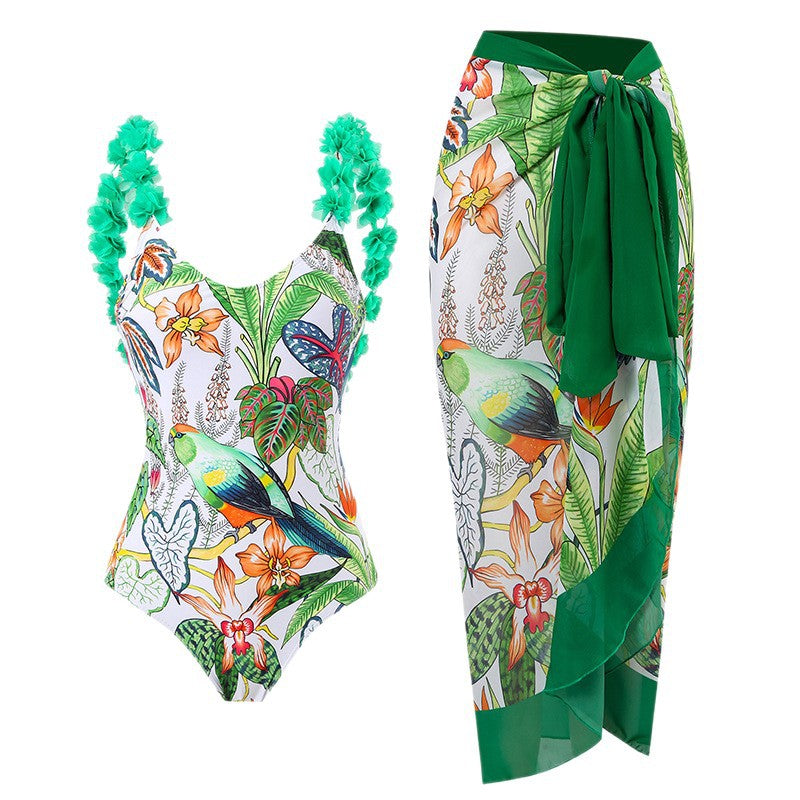 Women’s swimsuit with ruffle details and matching wrap skirt Mune Fashion