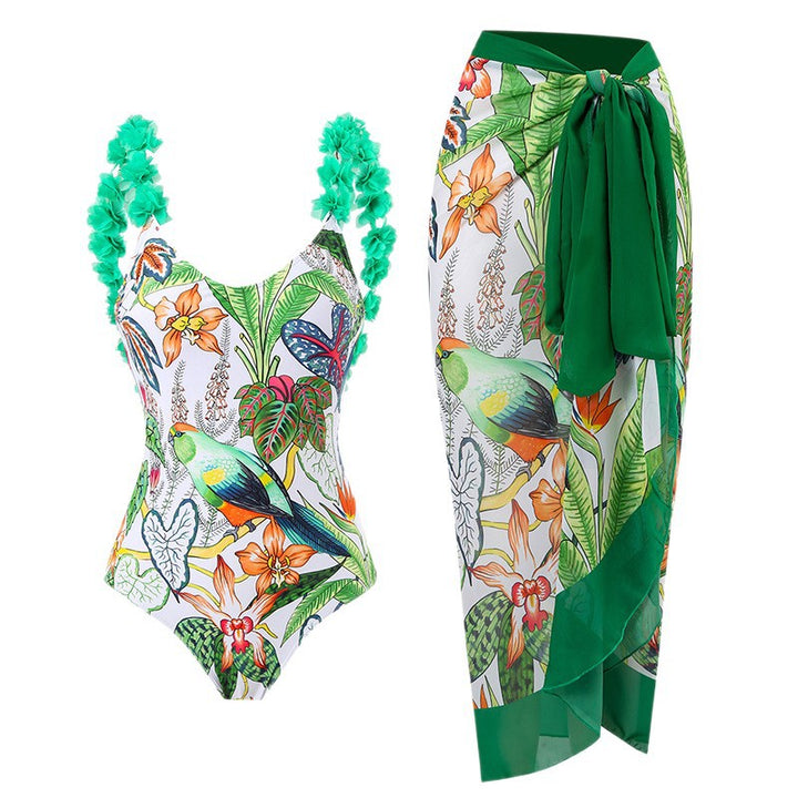 Women’s swimsuit with ruffle details and matching wrap skirt Mune Fashion