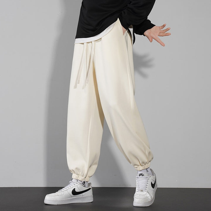 Men's Wide Relaxed Jogging Pants with Drawstring, Straight Leg Design & Elastic Cuffs Mune Fashion